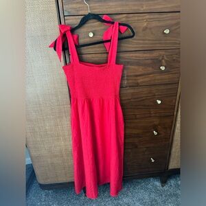 Red Dress with bow straps- size Large